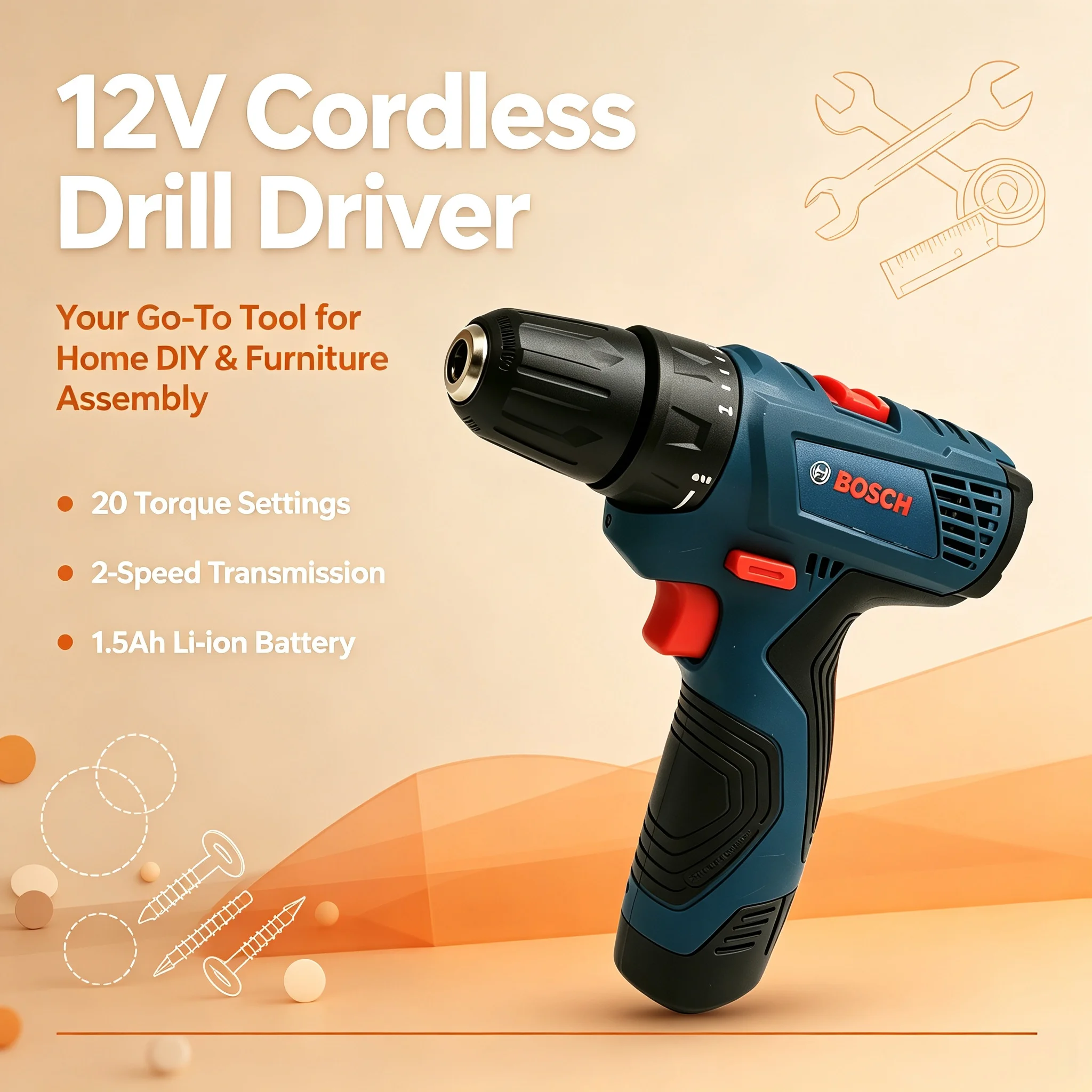 Power Tools Hand Tools - Bosch GSR120 Multi-Function Hand Drill, 12V