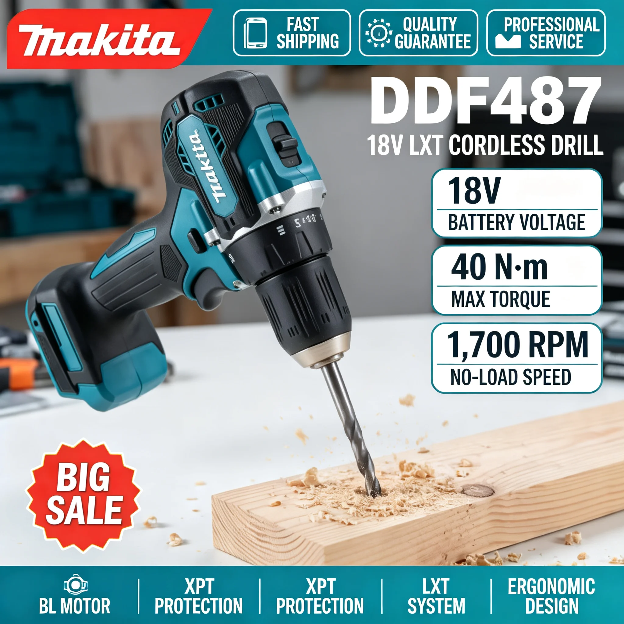 Power Tools Software - Makita DDF487 18V Cordless Brushless Drill