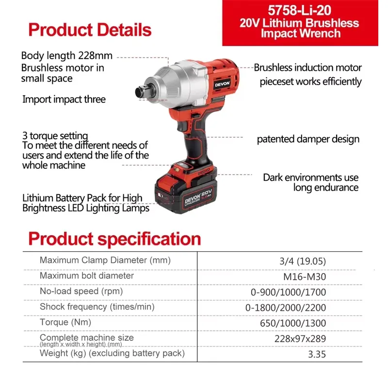 Devon 20V large torque three t - đánh giá và giá Power Tools Cordless